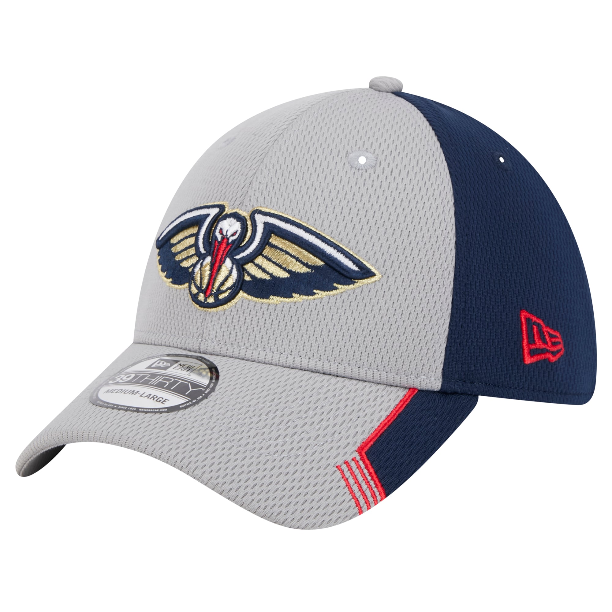 Men's New Era Gray/Navy New Orleans Pelicans Active Trim 39THIRTY Flex Hat