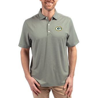 Men's Cutter & Buck White/Green Green Bay Packers  Forge Eco Double Stripe Stretch Recycled Polo