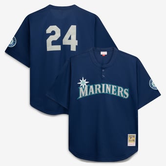 Men's Mitchell & Ness Navy Seattle Mariners Big & Tall Cooperstown Collection Mesh Batting Practice Jersey