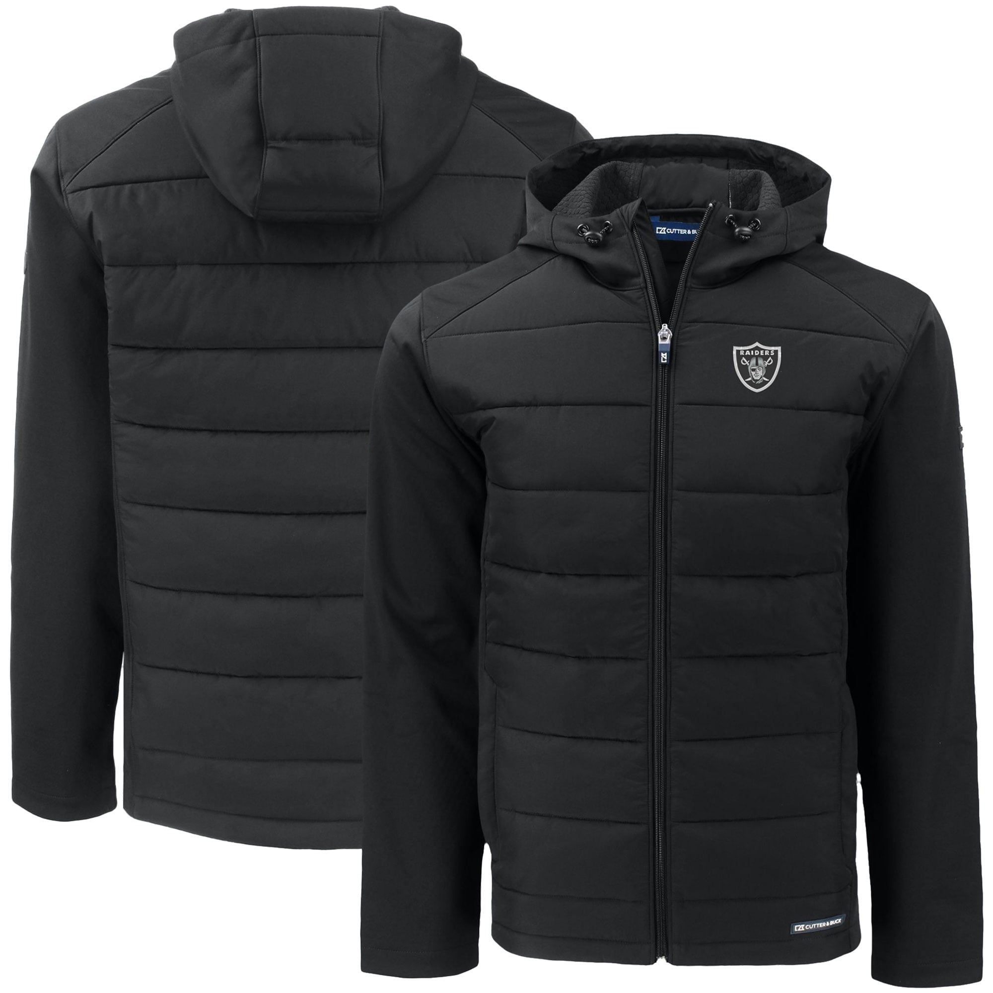 Men’s Cutter & Buck Black Las Vegas Raiders Big & Tall Evoke Hybrid Eco Softshell Recycled Full-Zip Hooded Jacket Men’s Cutter & Buck Black Las Vegas Raiders Big & Tall Evoke Hybrid Eco Softshell Recycled Full-Zip Hooded Jacket