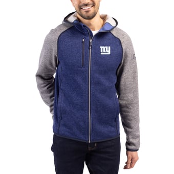 Men's Cutter & Buck Heather Royal New York Giants  Mainsail Full-Zip Hooded Jacket