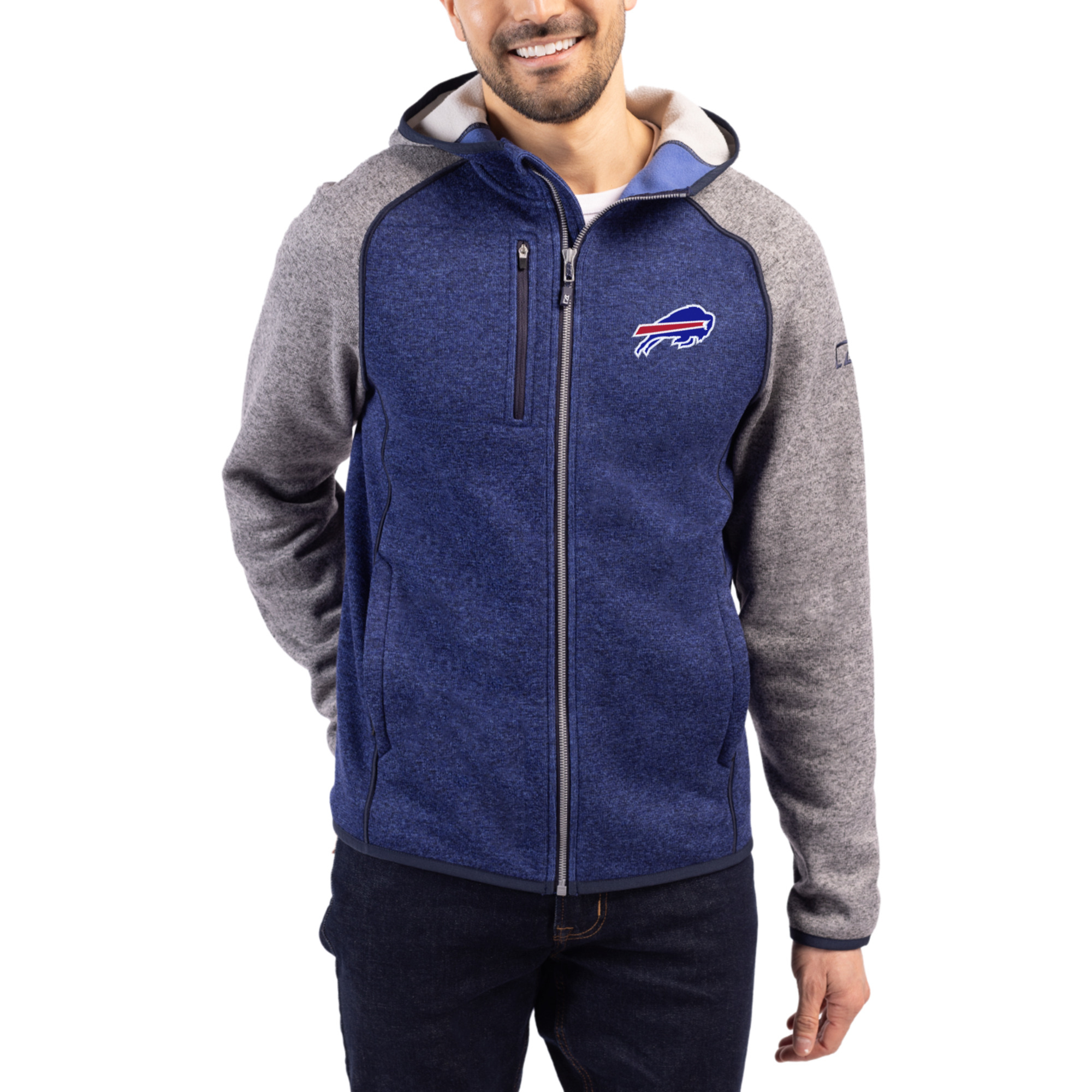 Men’s Cutter & Buck Heather Royal Buffalo Bills Mainsail Full-Zip Hooded Jacket