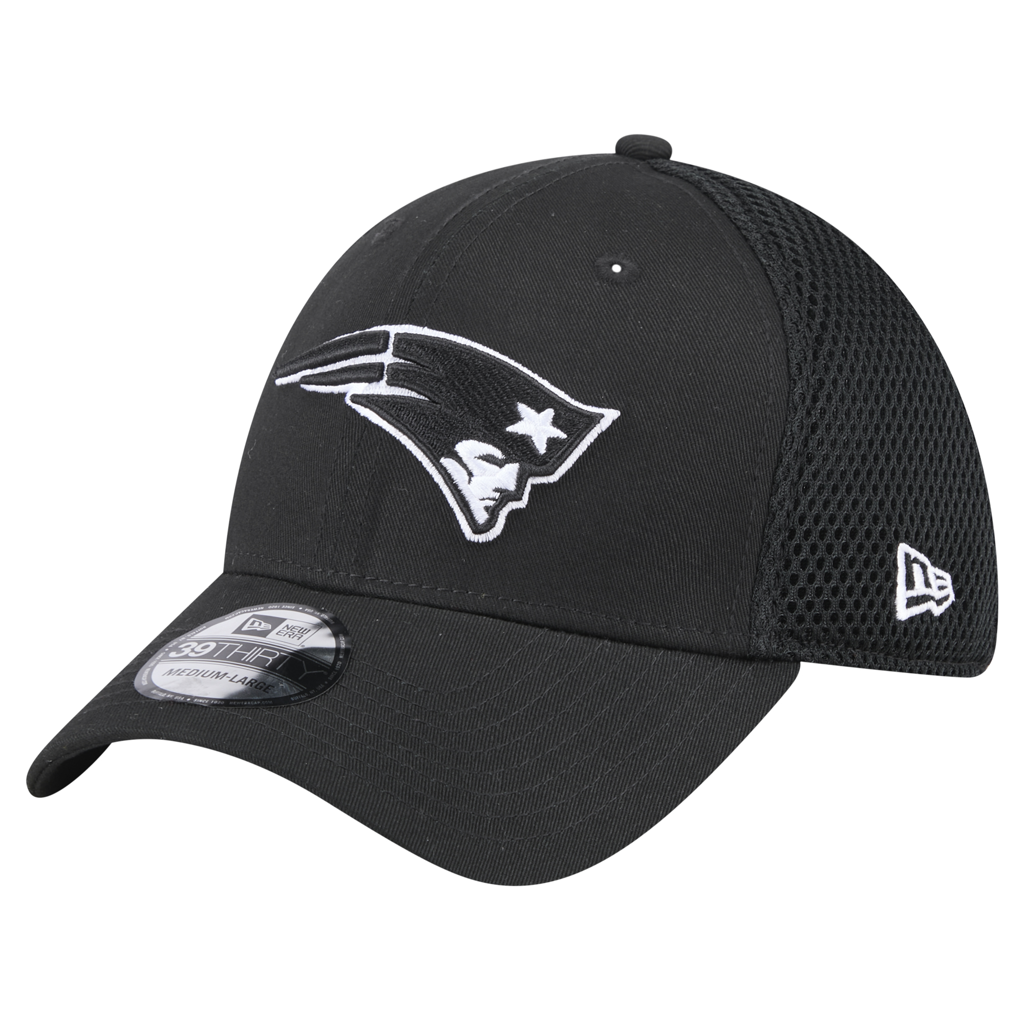 Men's New Era Black New England Patriots Main Neo 39THIRTY Flex Hat