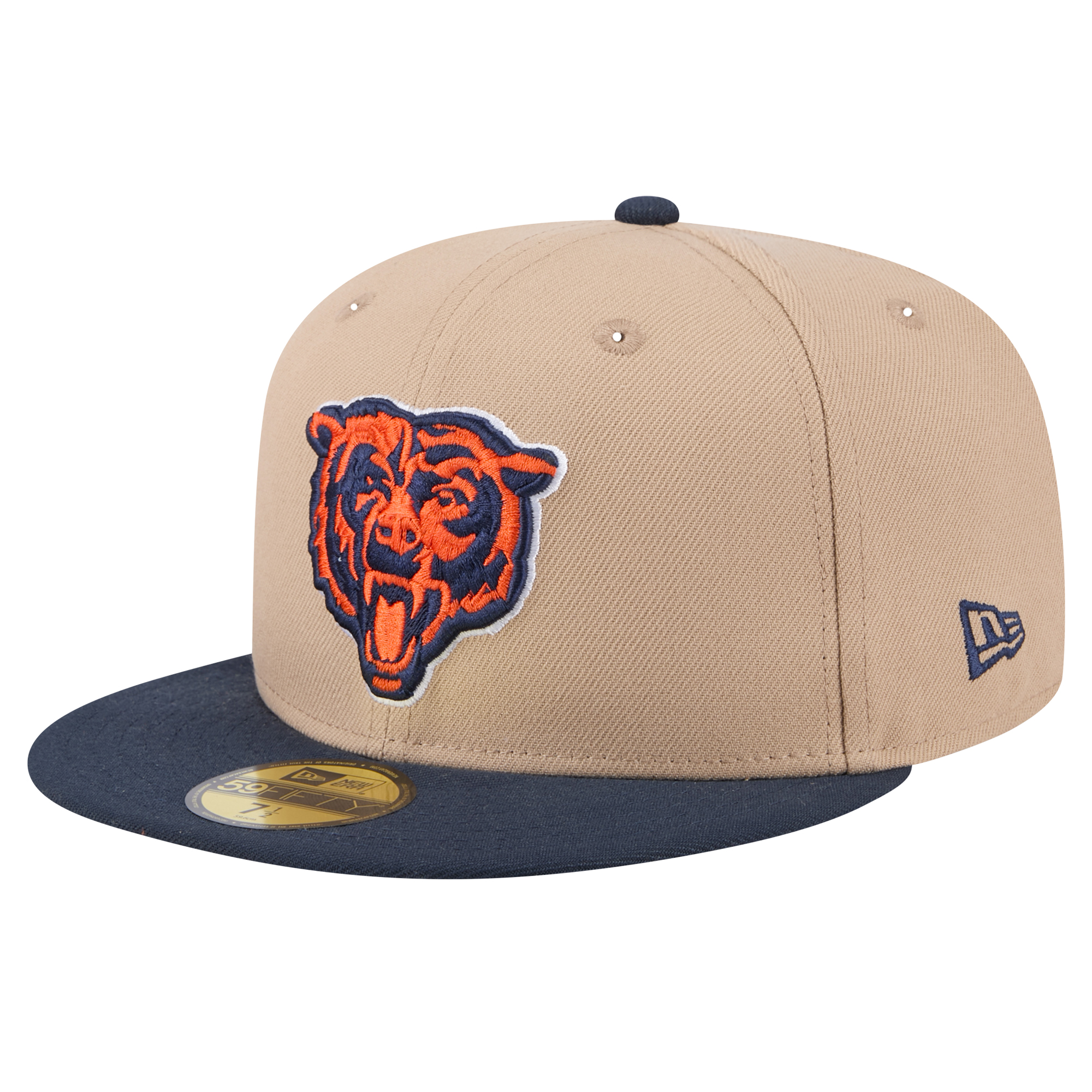 Men's New Era Tan Chicago Bears Head Logo Main 59FIFTY Fitted Hat