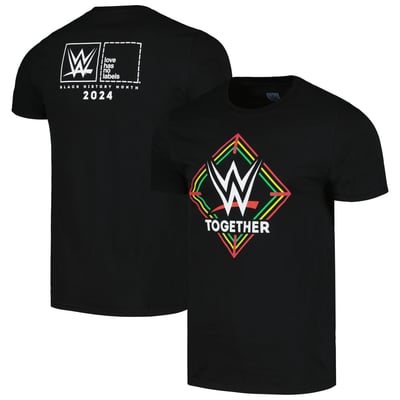 Men's Black WWE Together Black History Month T-Shirt