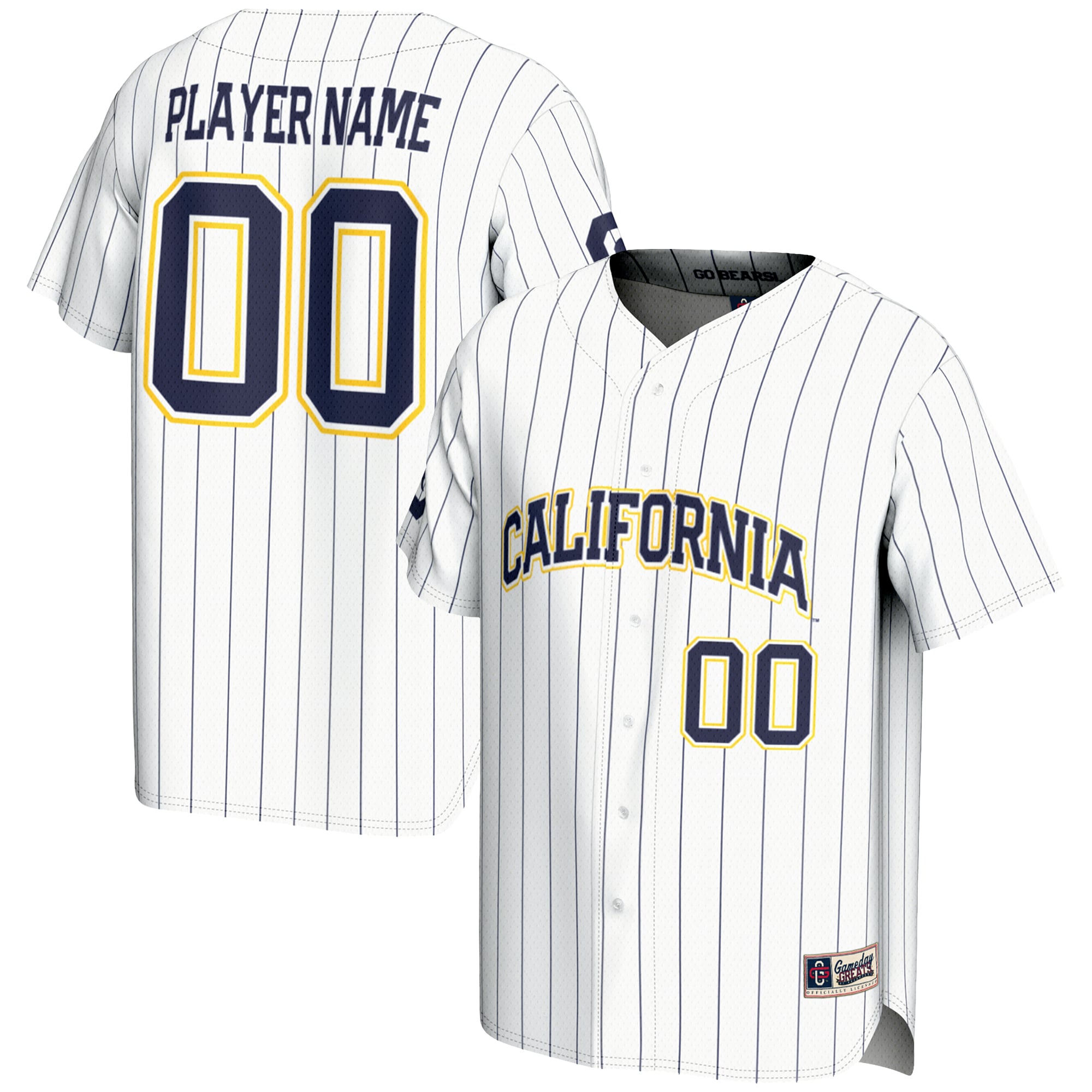 Men's GameDay Greats White Cal Bears NIL Pick-A-Player Lightweight Baseball Jersey