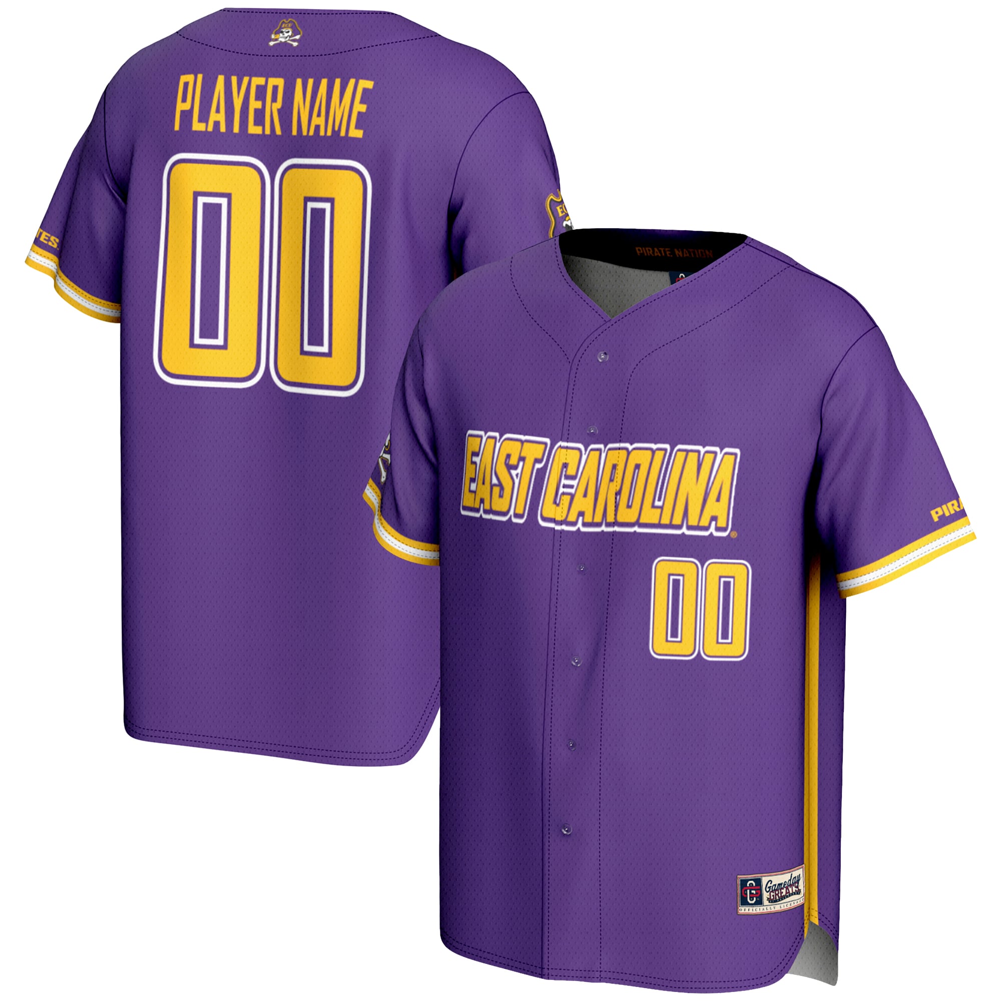 Youth GameDay Greats Purple ECU Pirates NIL Pick-A-Player Lightweight Baseball Jersey