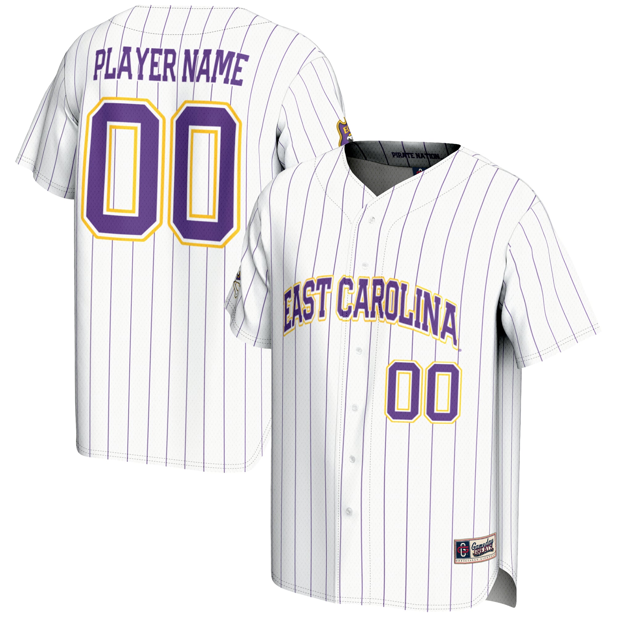 Youth GameDay Greats White ECU Pirates NIL Pick-A-Player Lightweight Baseball Jersey