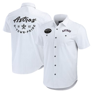 Darius Rucker Collection by Fanatics White Pin Stripe Short Sleeve Button-Up Shirt