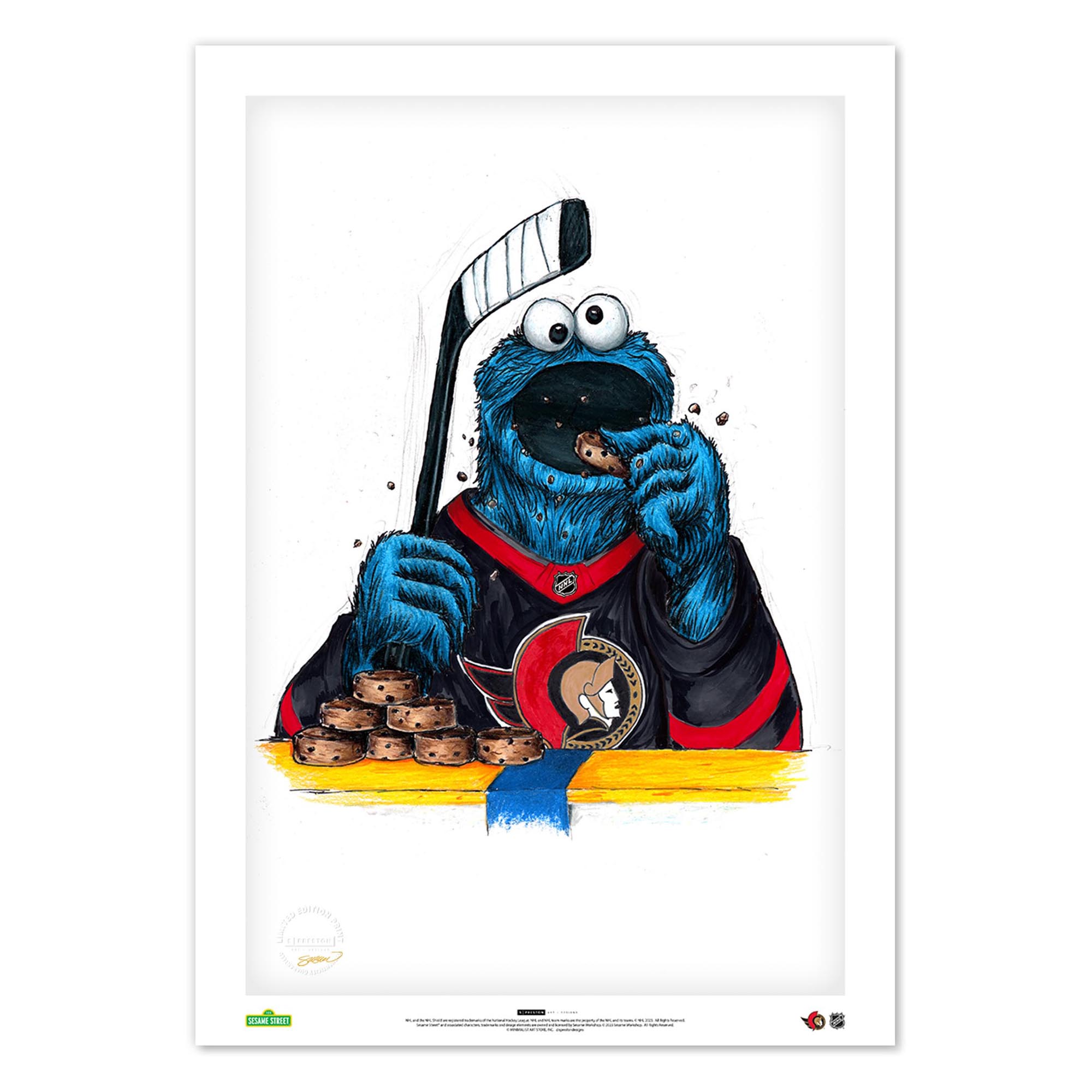 Cookie Monster Ottawa Senators 24″ x 36″ Sesame Street Limited Edition Fine Art Print Cookie Monster Ottawa Senators 24″ x 36″ Sesame Street Limited Edition Fine Art Print
