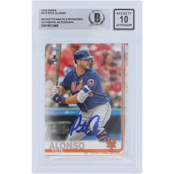 Pete Alonso New York Mets Autographed 2019 Topps Series 2 #475 Beckett Fanatics Witnessed Authenticated 10 Rookie Card