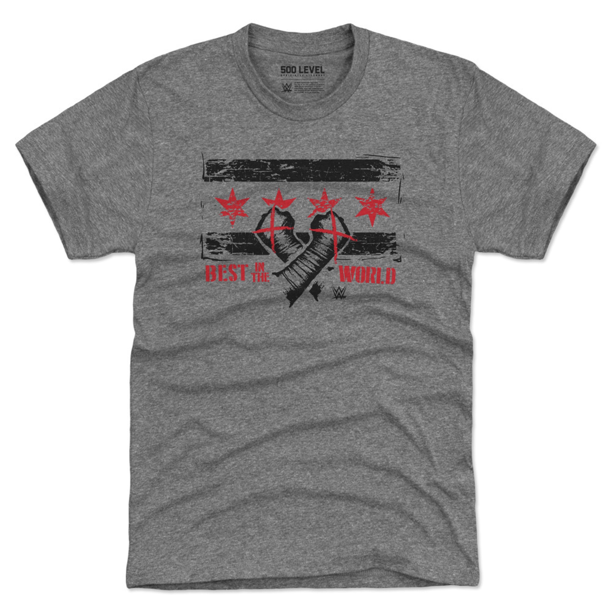 Men's 500 Level Heather Gray CM Punk Chicago Flag Premium Tri-Blend T-Shirt