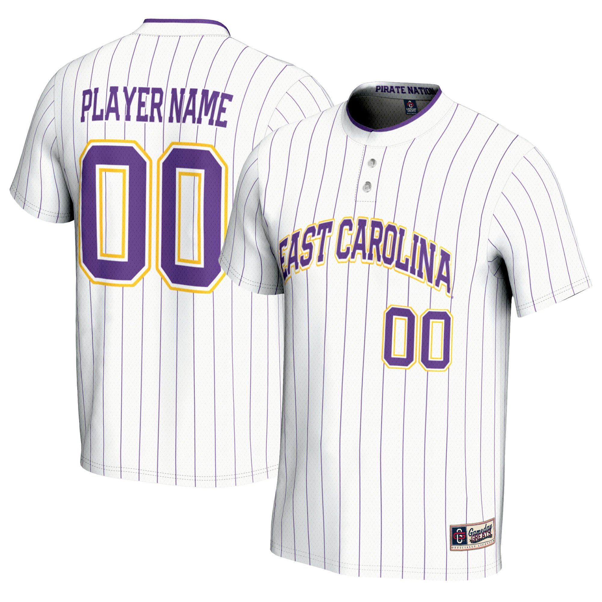Unisex GameDay Greats White ECU Pirates NIL Pick-A-Player Lightweight Softball Jersey