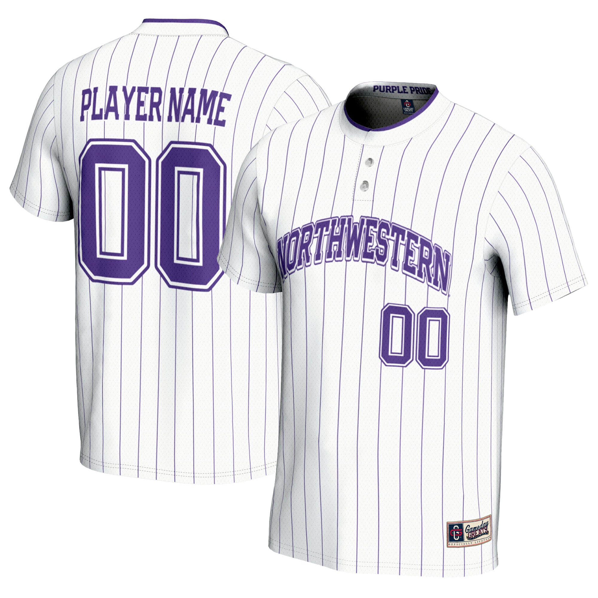 Youth GameDay Greats White Northwestern Wildcats NIL Pick-A-Player Lightweight Softball Jersey