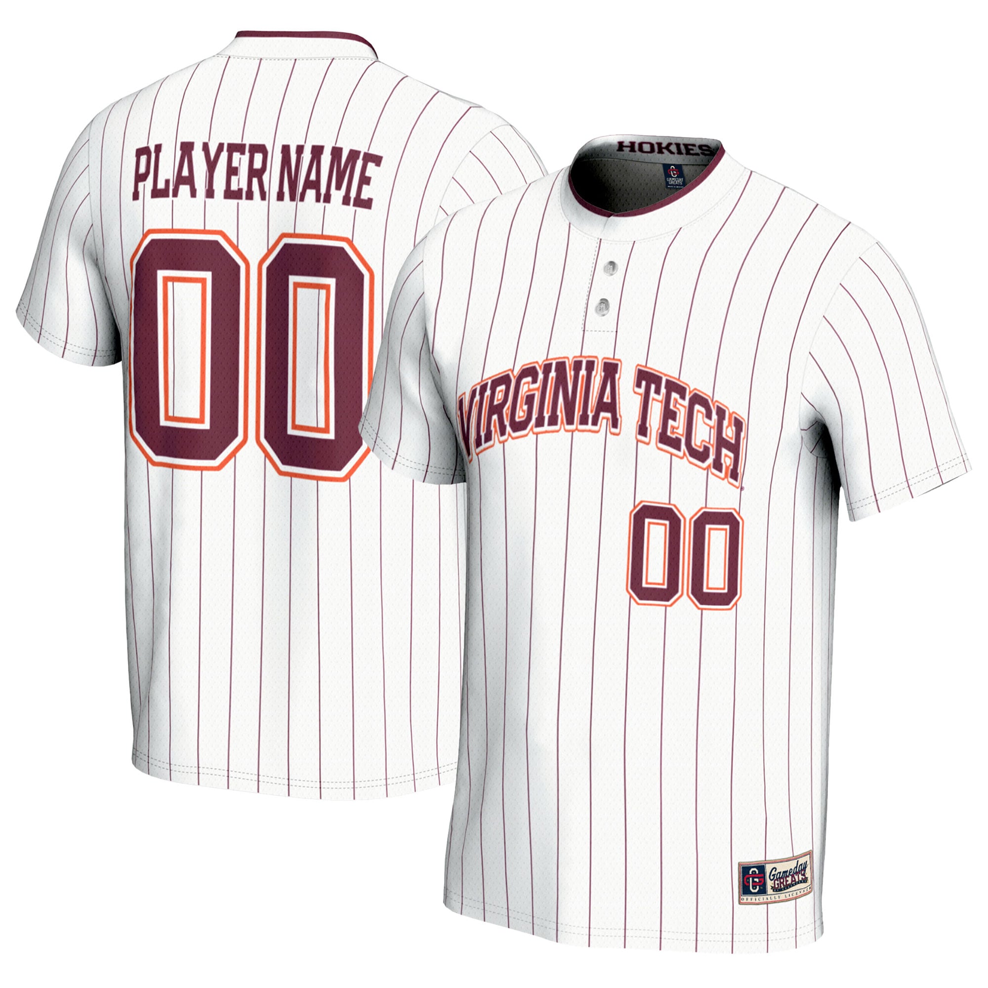 Youth GameDay Greats White Virginia Tech Hokies NIL Pick-A-Player Lightweight Softball Jersey