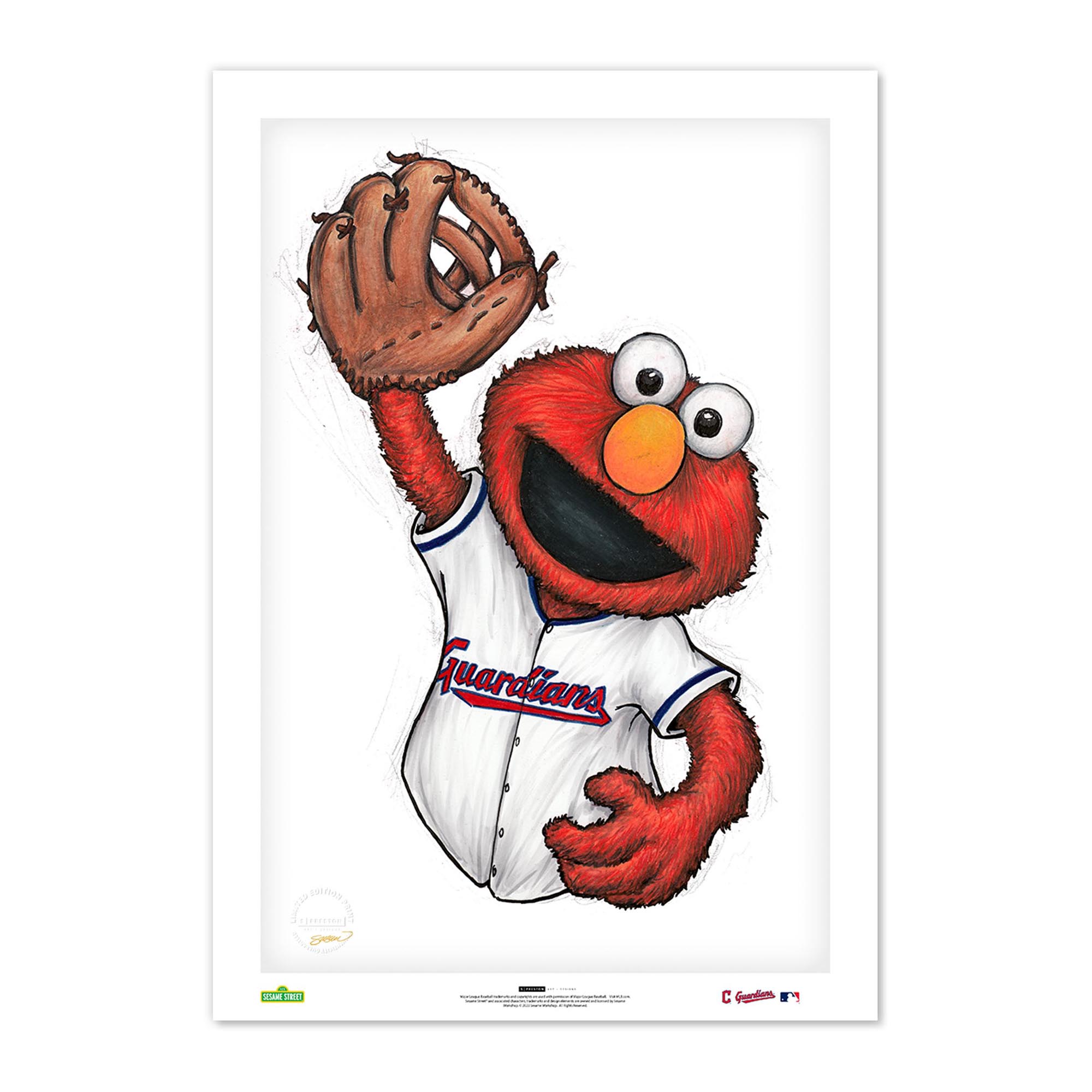 Cleveland Guardians 14" x 20" Sesame Street Limited Edition Fine Art Print