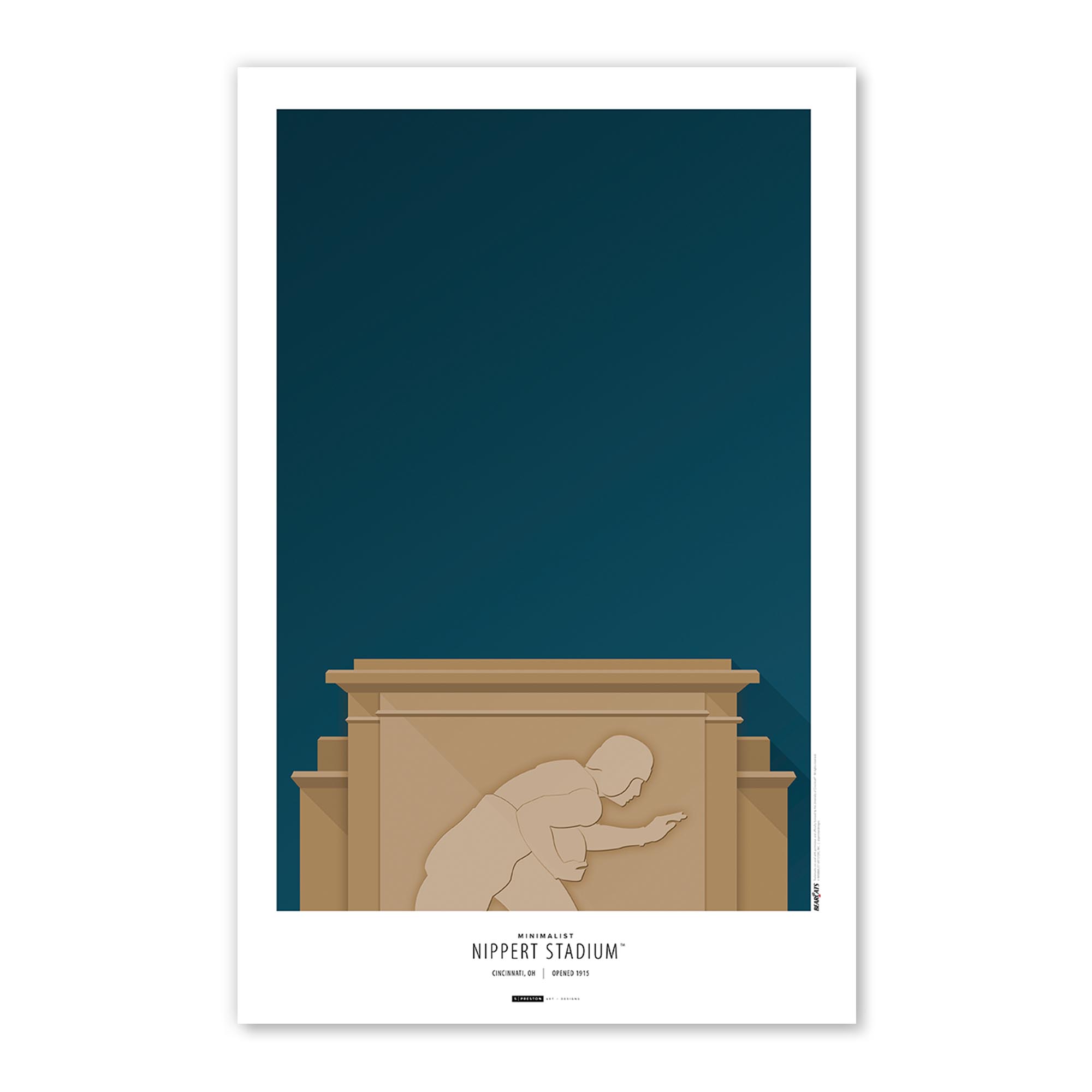Cincinnati Bearcats Nippert Stadium 11" x 17" Minimalist Stadium Poster Print