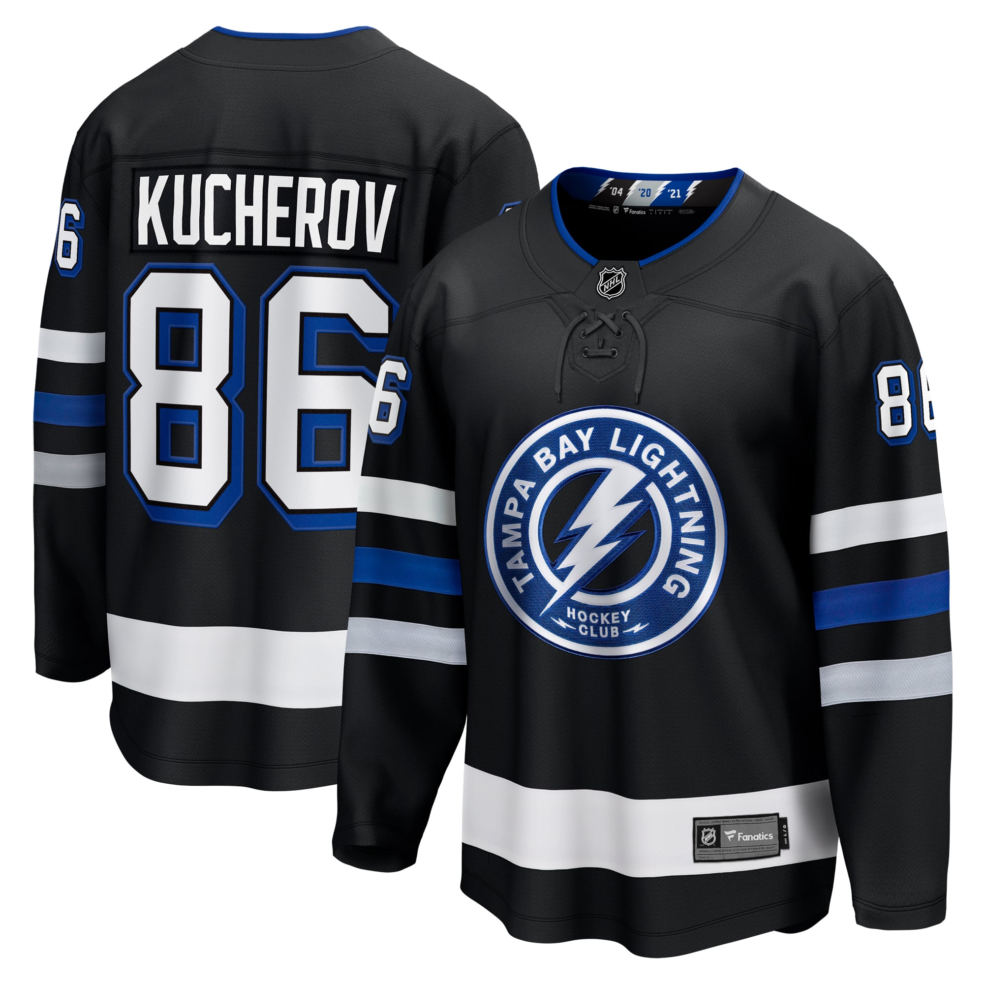 Tampa Bay Lightning Fanatics Replica Alternate Breakaway Jersey - Black - Nikita Kucherov - Mens