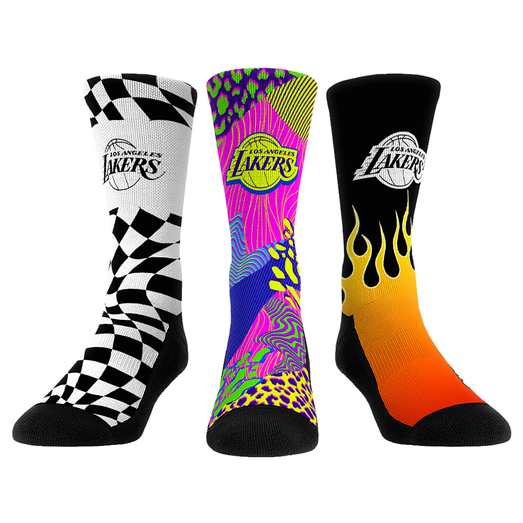 Unisex Rock Em Gold Los Angeles Lakers Team Vibes Three-Pack Crew Socks Set