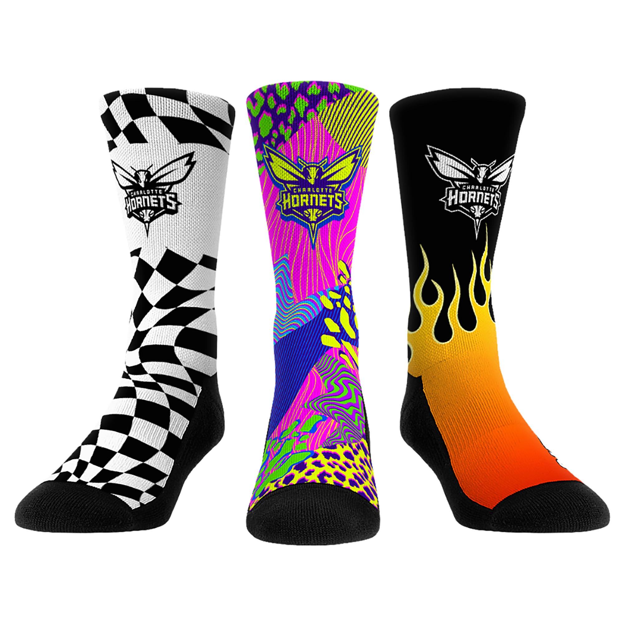 Unisex Rock Em Blue Charlotte Hornets Team Vibes Three-Pack Crew Socks Set