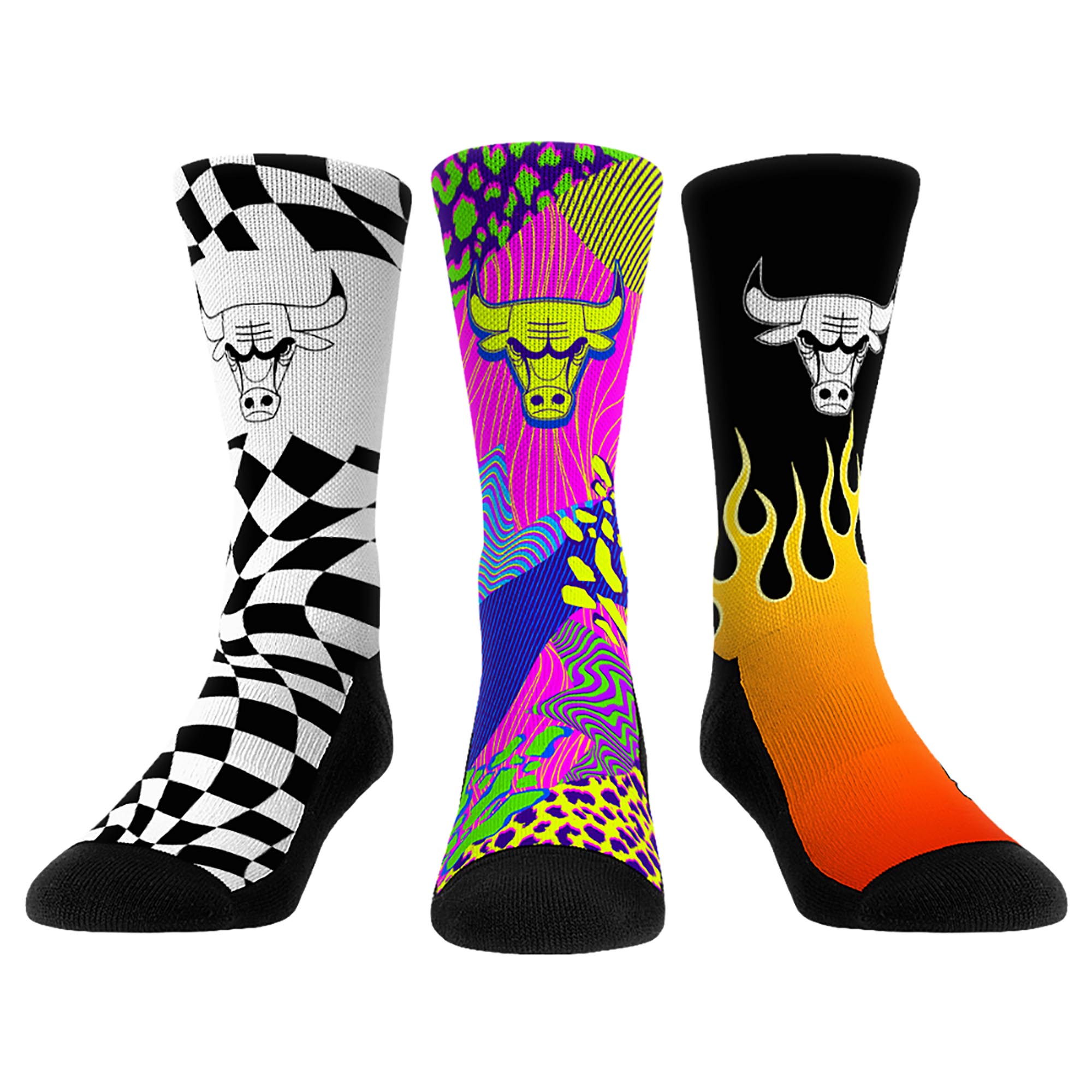 Unisex Rock Em Red Chicago Bulls Team Vibes Three-Pack Crew Socks Set