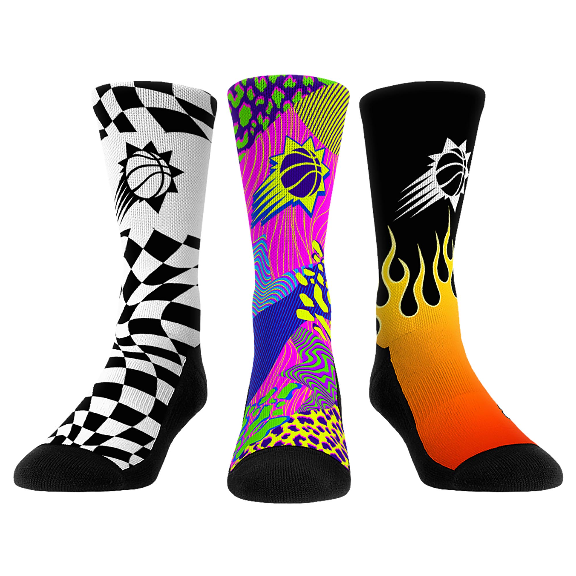 Unisex Rock Em Orange Phoenix Suns Team Vibes Three-Pack Crew Socks Set