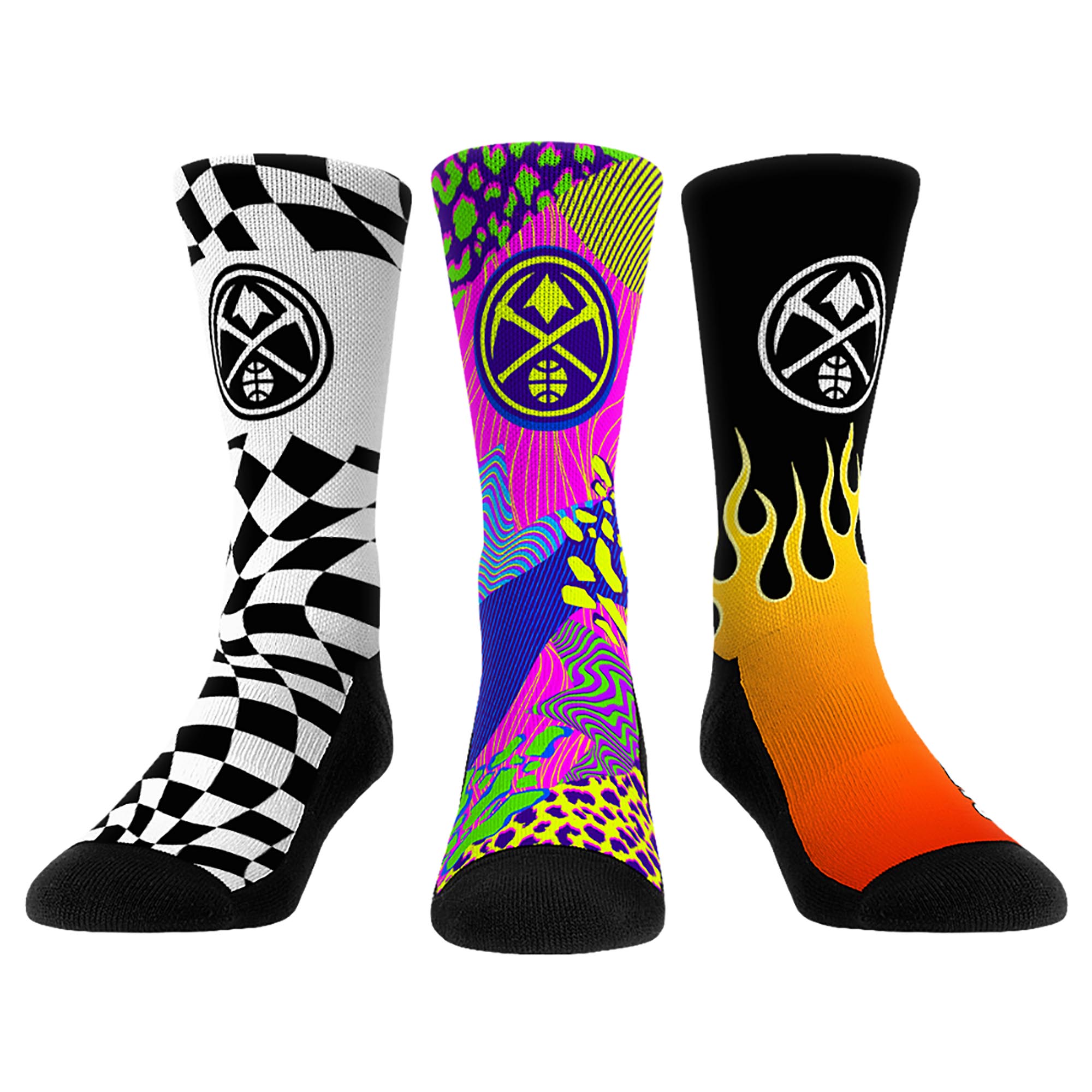 Unisex Rock Em Yellow Denver Nuggets Team Vibes Three-Pack Crew Socks Set