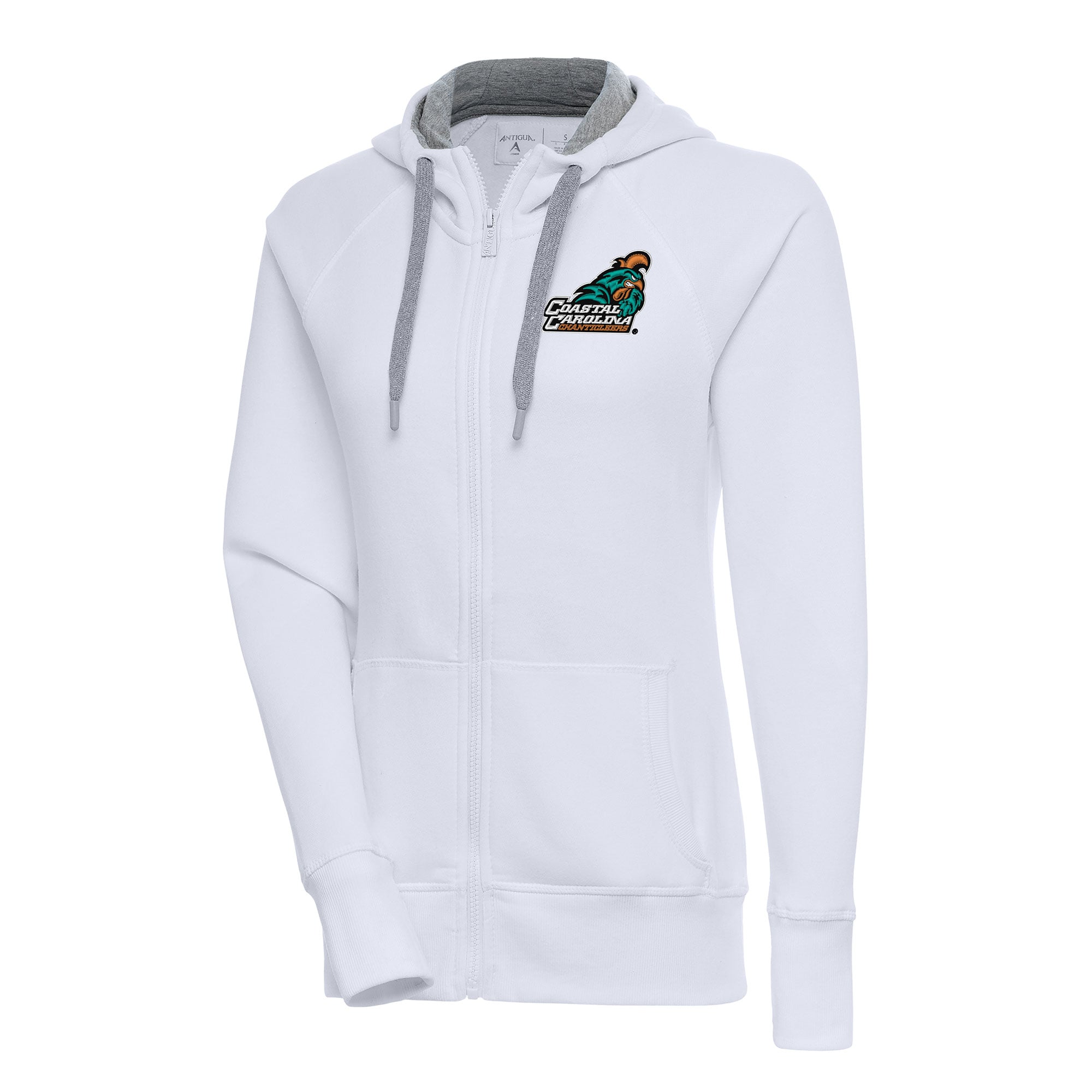 Women's Antigua White Coastal Carolina Chanticleers Victory Full-Zip Hoodie