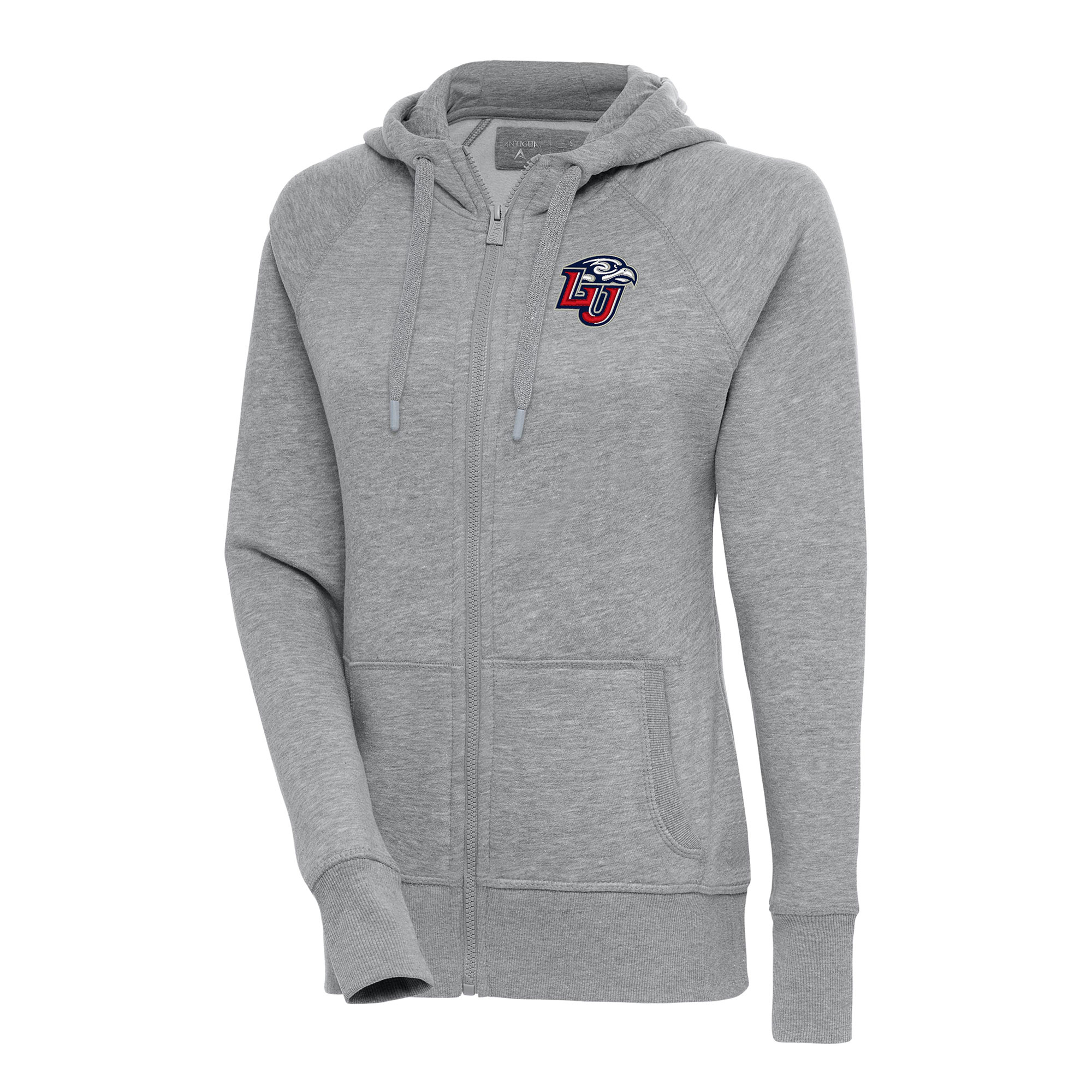 Women’s Antigua Heather Gray Liberty Flames Victory Full-Zip Hoodie Women’s Antigua Heather Gray Liberty Flames Victory Full-Zip Hoodie