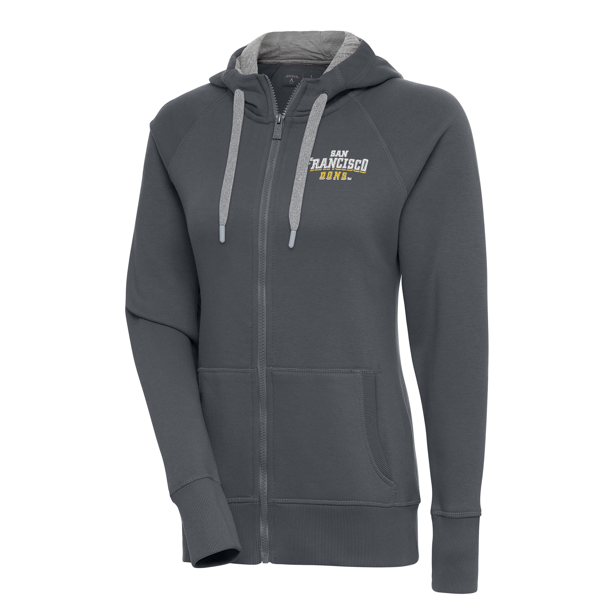 Women’s Antigua Charcoal San Francisco Dons Victory Full-Zip Hoodie