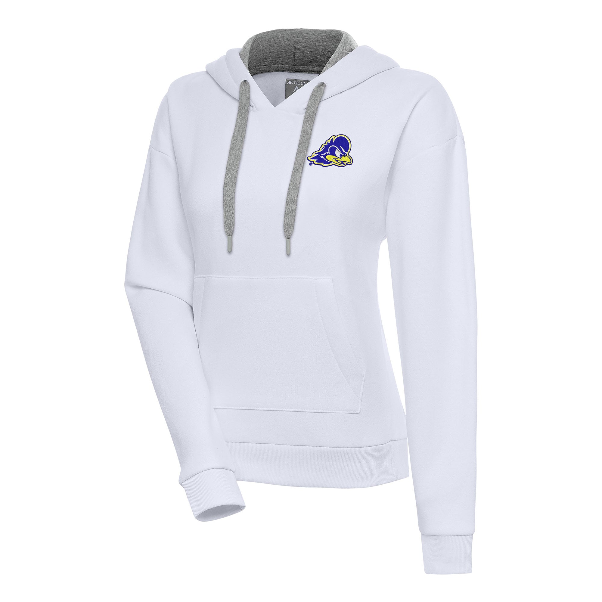 Women's Antigua White Delaware Fightin' Blue Hens Victory Pullover Hoodie
