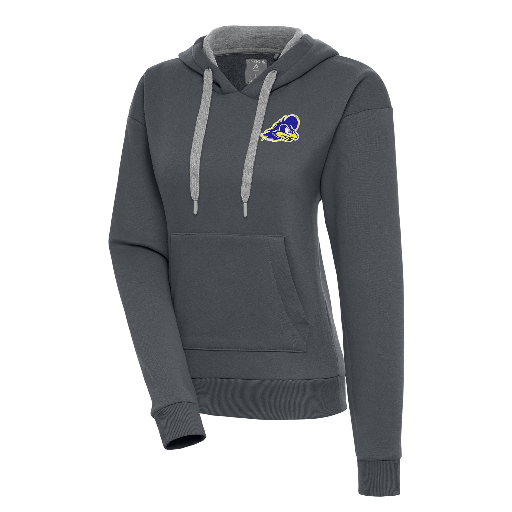 Women's Antigua Charcoal Delaware Fightin' Blue Hens Victory Pullover Hoodie