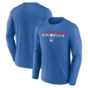 Men's Fanatics Heather Blue New York Rangers Transition Long Sleeve T-Shirt