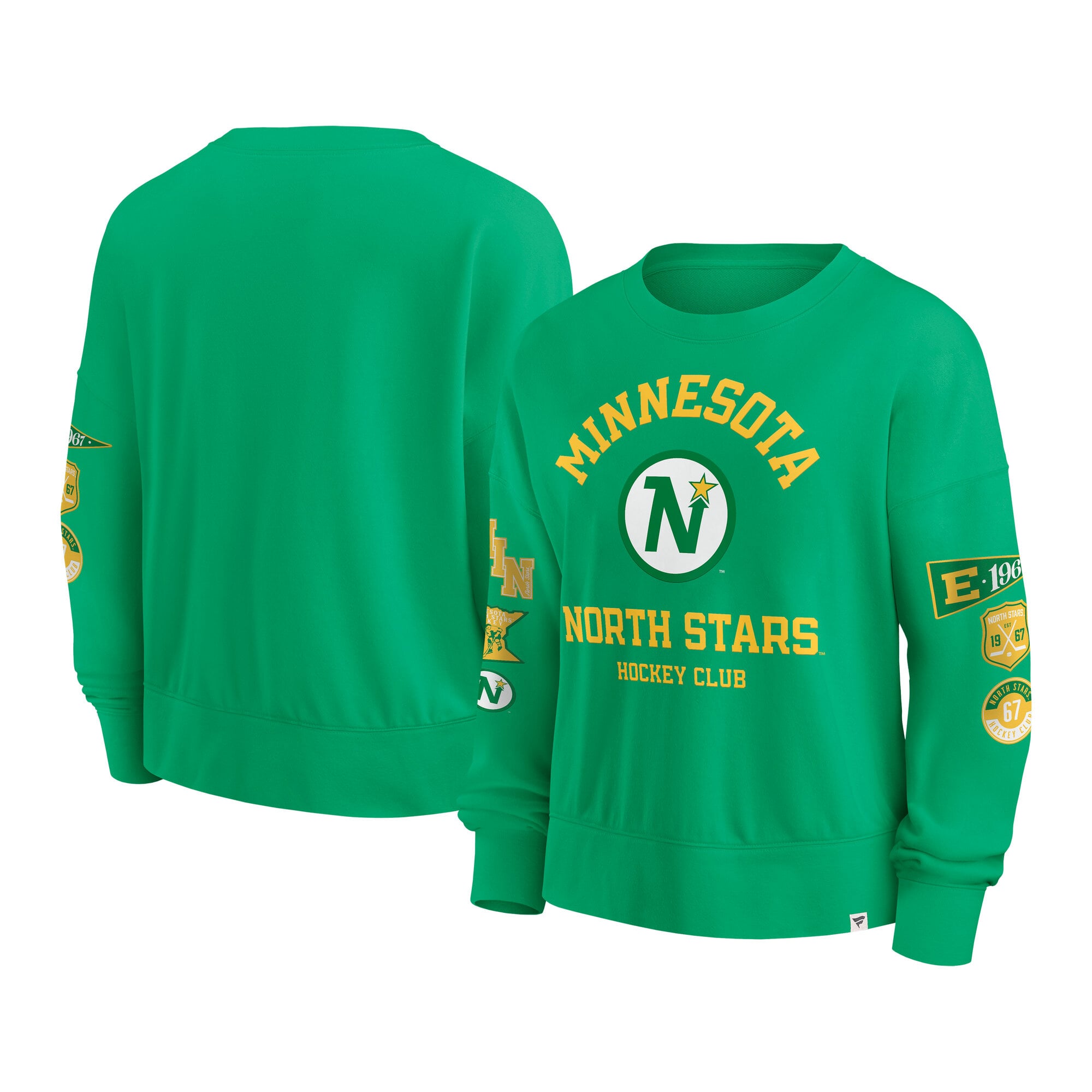 Women's Fanatics  Kelly Green Minnesota North Stars Oversized Vintage Go Team Pullover Sweatshirt