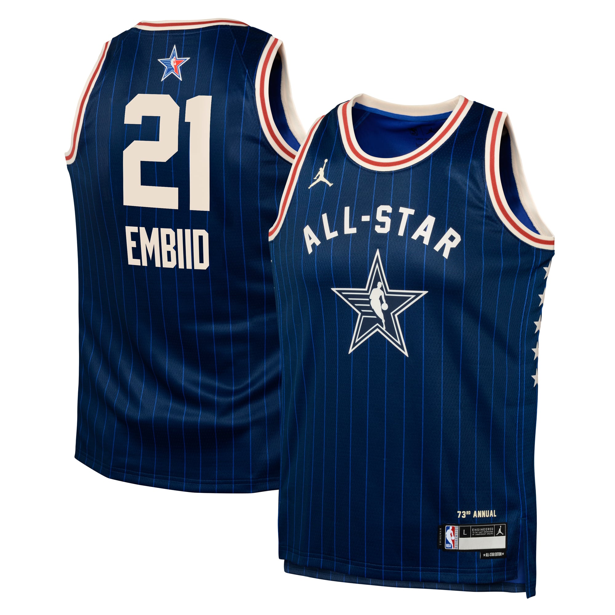 Camiseta Jordan Brand All-Star 2024 Swingman de la Conferencia Este - Azul marino - Joel Embiid - Juvenil