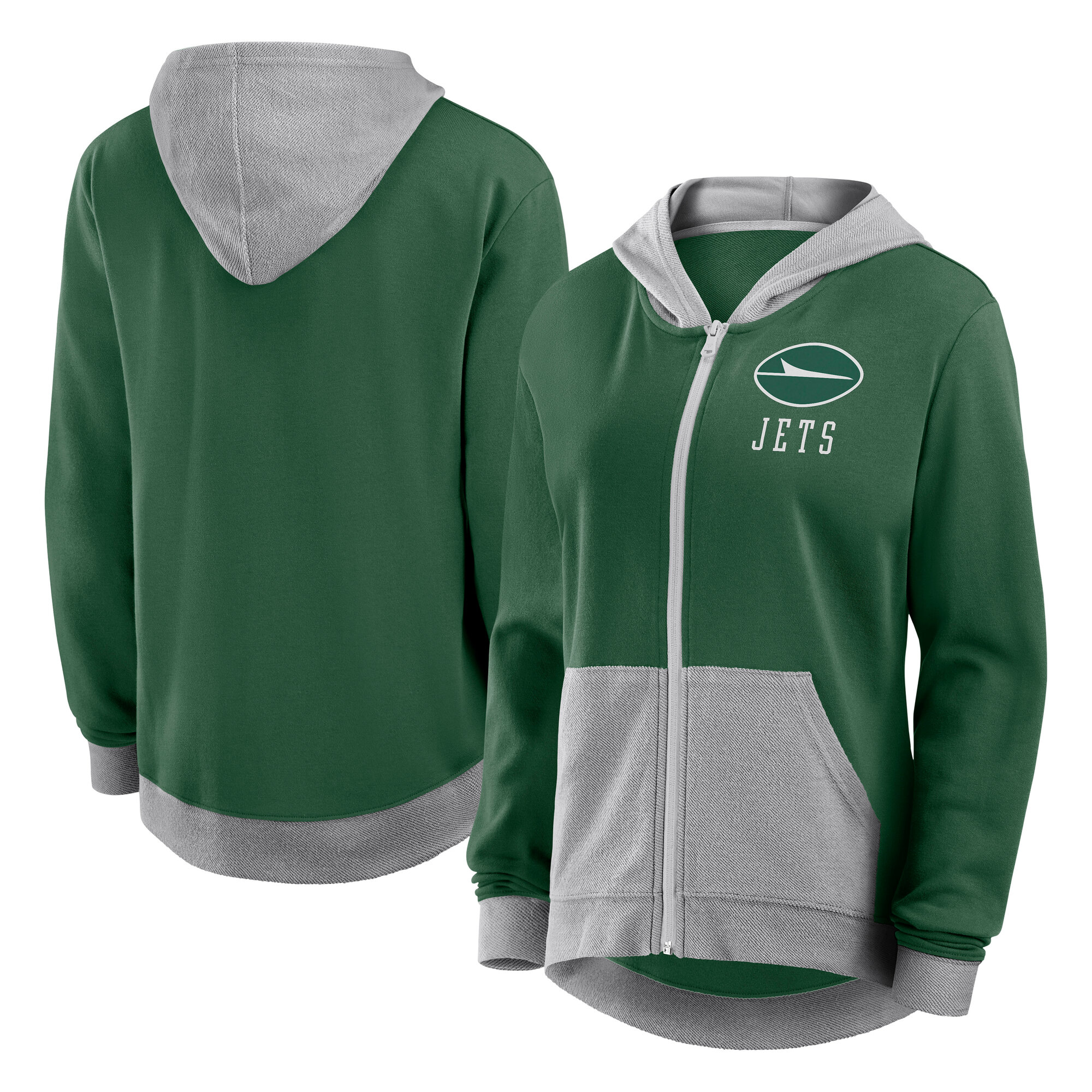 Women's Logo Athletic Green New York Jets Hit It French Terry Full-Zip Hoodie