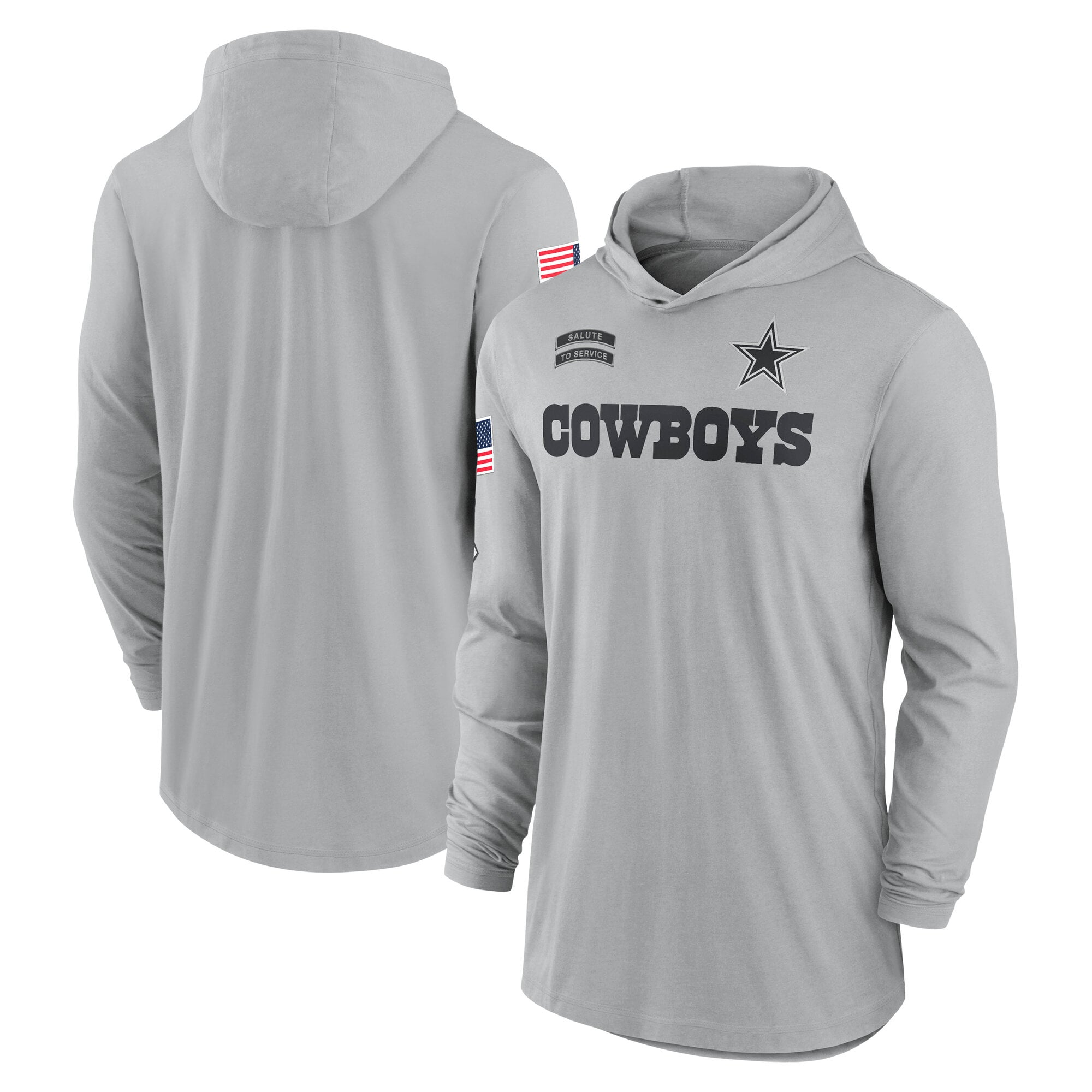 Men’s Nike Gray Dallas Cowboys 2024 Salute to Service Lightweight Dri-FIT Long Sleeve Hoodie T-Shirt Men’s Nike Gray Dallas Cowboys 2024 Salute to Service Lightweight Dri-FIT Long Sleeve Hoodie T-Shirt