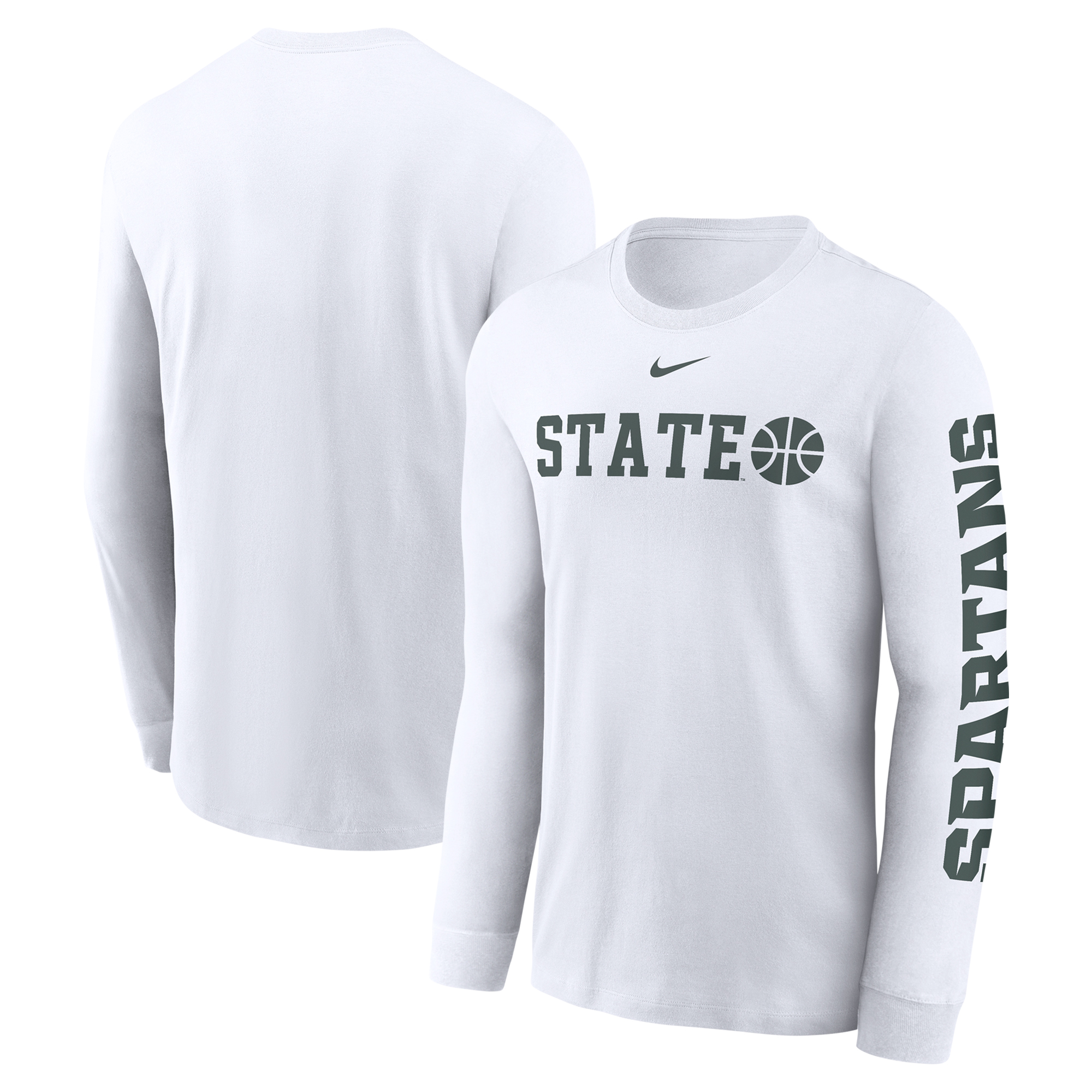 Men's Nike White Michigan State Spartans Basketball Icon Two-Hit Long Sleeve T-Shirt