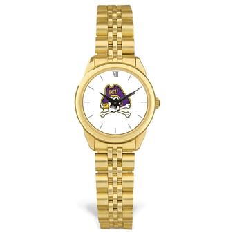 Women's Gold ECU Pirates Rolled Link Watch