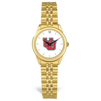 Women's Gold Utah Utes Rolled Link Watch