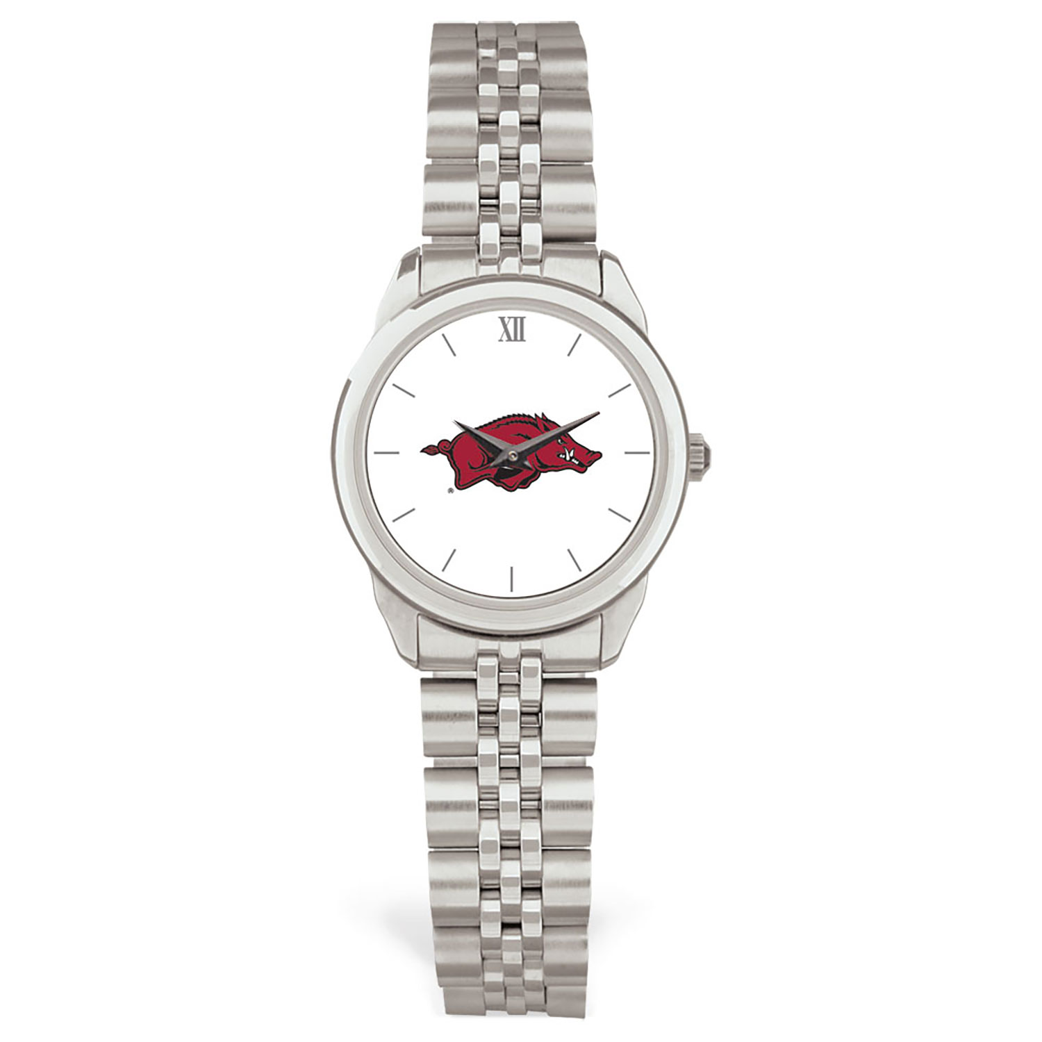 Women's Silver Arkansas Razorbacks Rolled Link Watch