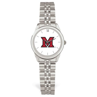 Women's Silver Miami University RedHawks Rolled Link Watch