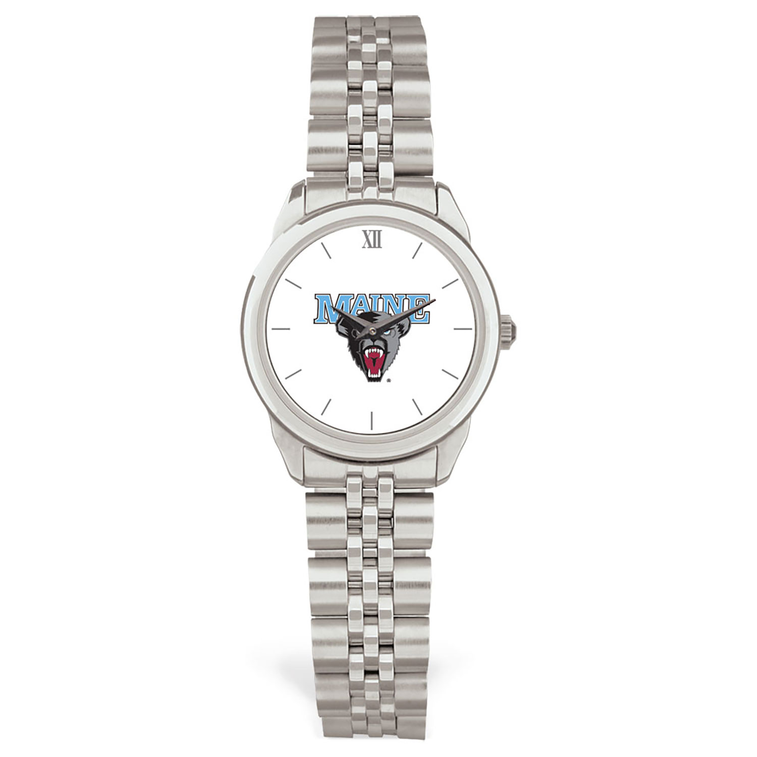Women's Silver Maine Black Bears Rolled Link Watch