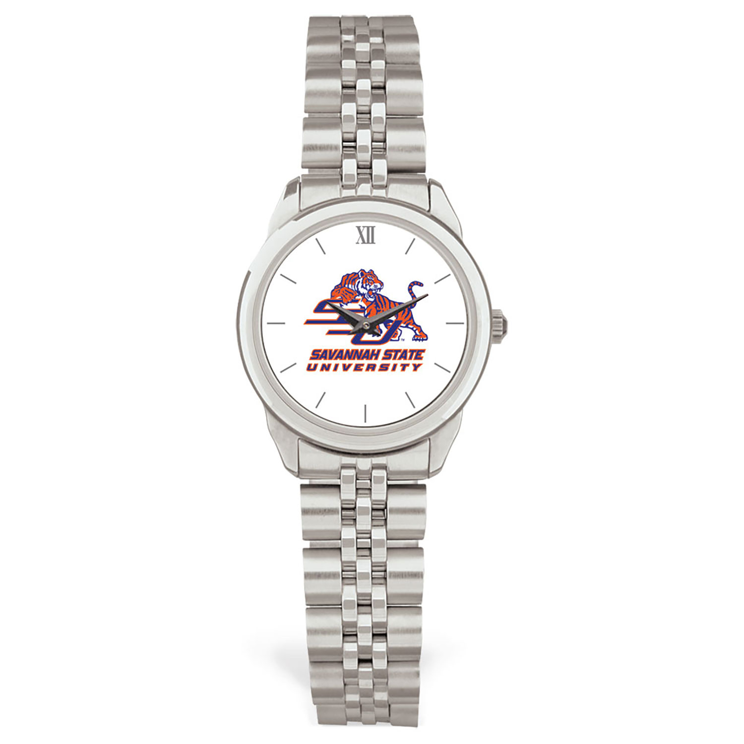 Women's Silver Savannah State Tigers Rolled Link Watch