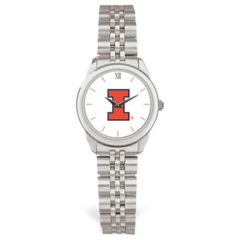 Women's Silver Illinois Fighting Illini Rolled Link Watch