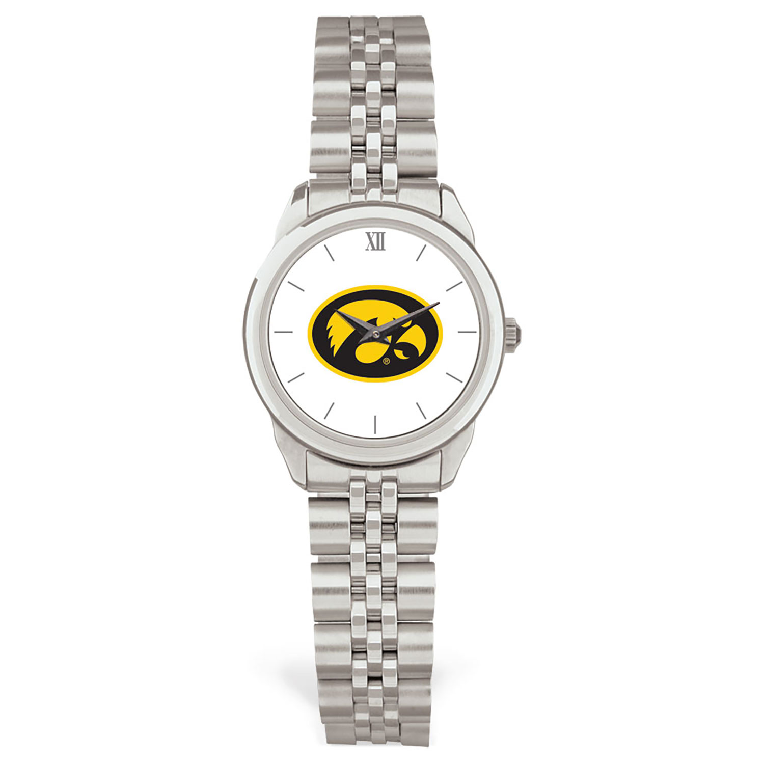 Women's Silver Iowa Hawkeyes Rolled Link Watch