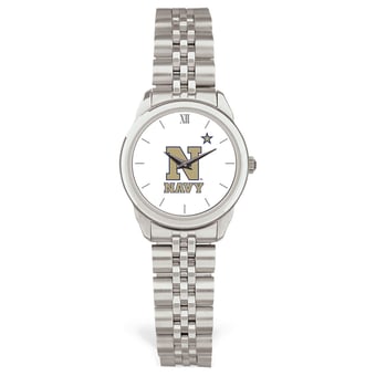 Women's Silver Navy Midshipmen Rolled Link Watch