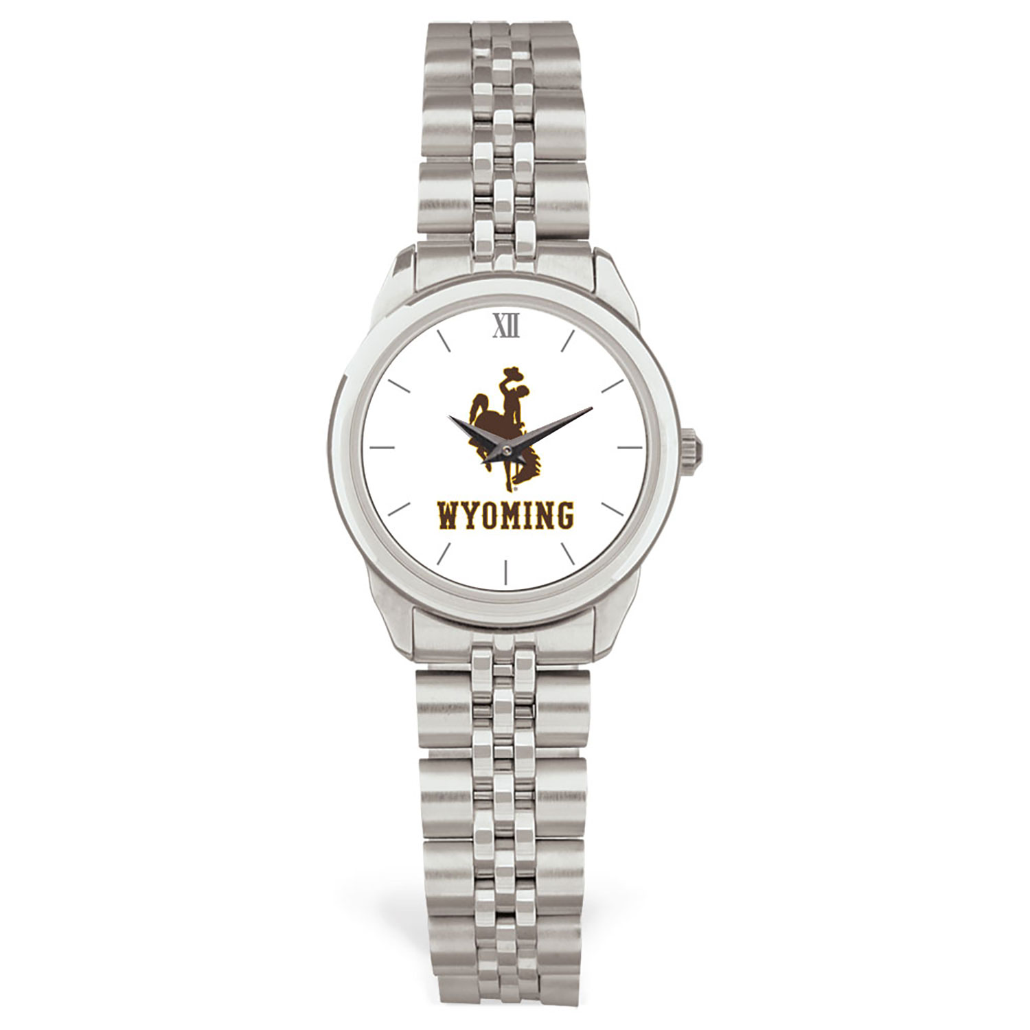 Women's Silver Wyoming Cowboys Rolled Link Watch