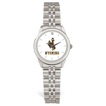 Women's Silver Wyoming Cowboys Rolled Link Watch