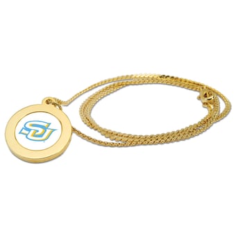 Gold Southern University Jaguars Pendant Necklace